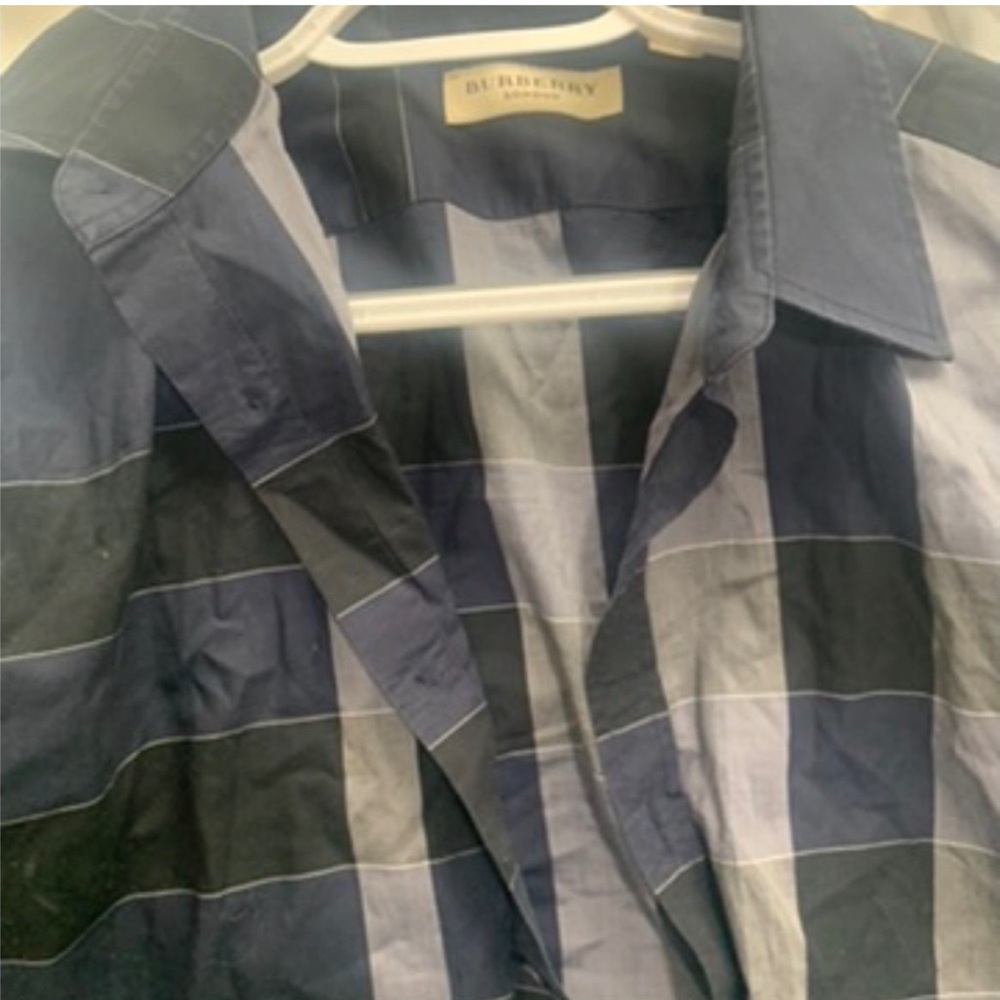 Burberry Navy & Black Plaid Button-Down Shirt